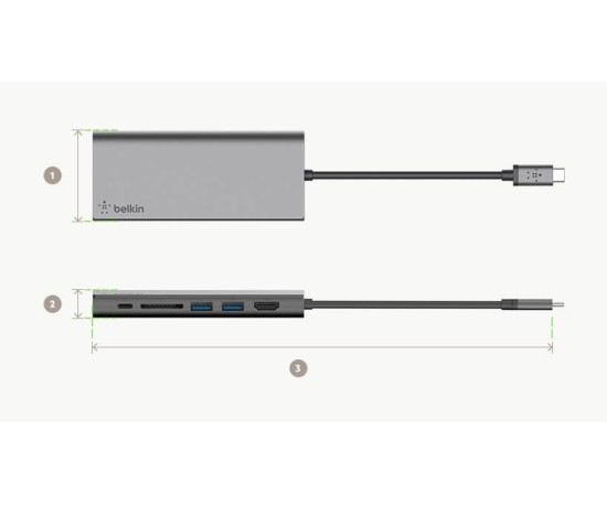 Cáp chuyển Belkin 6 in 1 Type-C to HDMI/LAN/USB-C/SD/USB 3.1 Cáp chuyển Belkin 6 in 1 Type-C to HDMI/LAN/USB-C/SD/USB 3.1