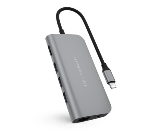 Cáp chuyển HyperDrive 9 in 1 Type-C to HDMI/LAN/USB-C/USB 3.0/SD/TF/jack 3.5mm (HD30F)