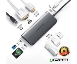 Cáp chuyển Ugreen 9 in 1 Type-C to HDMI/VGA/LAN/USB-C/USB 3.0/SD/TF (40873) Cáp chuyển Ugreen 9 in 1 Type-C to HDMI/VGA/LAN/USB-C/USB 3.0/SD/TF (40873)