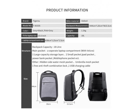 Balo chống trộm Tigernu Balo chống trộm Tigernu