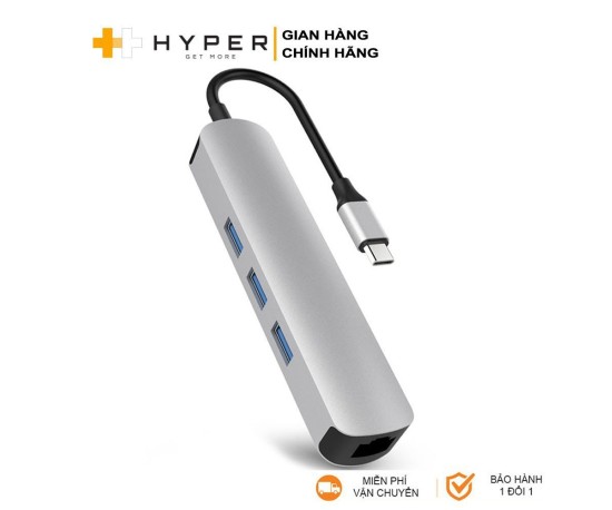 Cáp chuyển HyperDrive 6 in 1 Type-C to HDMI/USB-C/USB-A/LAN (HD233B) Cáp chuyển HyperDrive 6 in 1 Type-C to HDMI/USB-C/USB-A/LAN (HD233B)